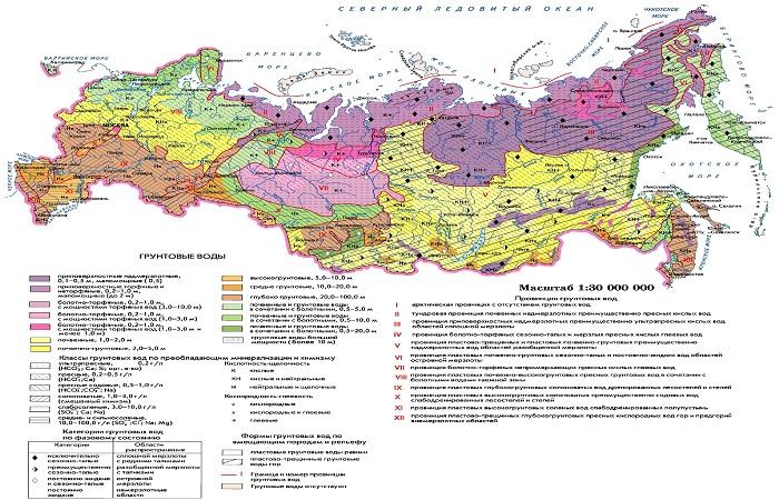 Уровень подземных вод карта